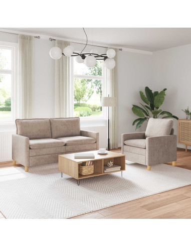 Set di divani 2 pcs Beige Poliestere