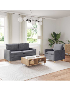 Set di divani 2 pcs Grigio Chiaro Poliestere