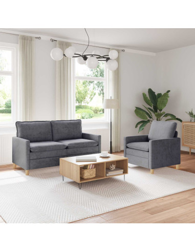 Set di divani 2 pcs Grigio Chiaro Poliestere