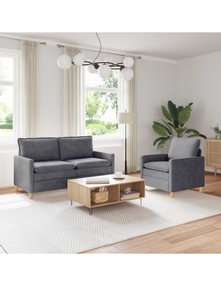 Set di divani 2 pcs Grigio Chiaro Poliestere
