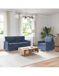 Set di divani 2 pcs Blu Poliestere