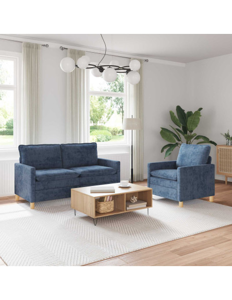 Set di divani 2 pcs Blu Poliestere