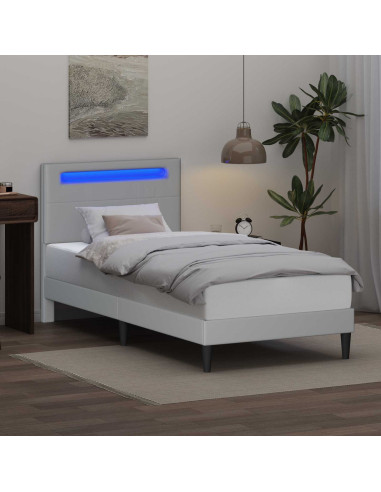 Struttura del letto con testiera Bianco 90 x 200 cm Similpelle