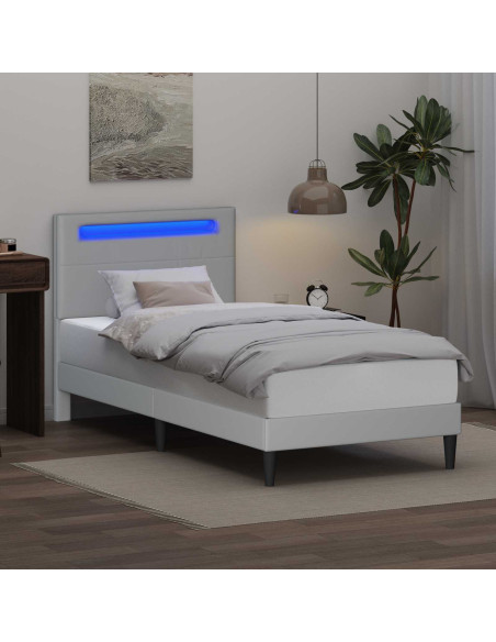 Struttura del letto con testiera Bianco 90 x 200 cm Similpelle