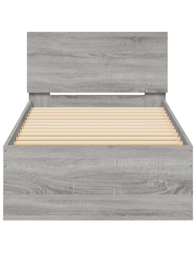 Struttura letto con testata Sonoma grigia 80 x 200 cm