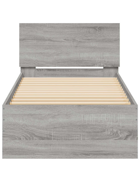 Struttura letto con testata Sonoma grigia 80 x 200 cm