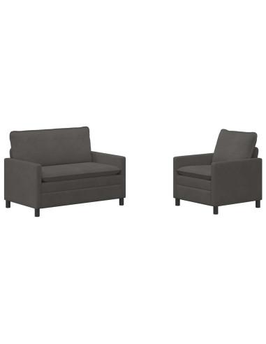 Set di divani 2 pcs Grigio Scuro Tessuto
