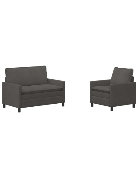 Set di divani 2 pcs Grigio Scuro Tessuto