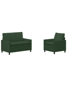 Set di divani 2 pcs Verde Giungla Tessuto 2