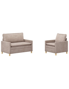 Set di divani 2 pcs Beige Poliestere 2