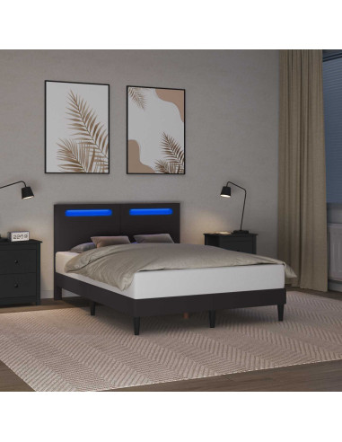Struttura del letto con testiera Grigio 140 x 190 cm Similpelle
