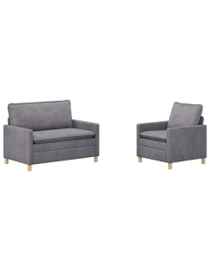 Set di divani 2 pcs Grigio Chiaro Poliestere 2