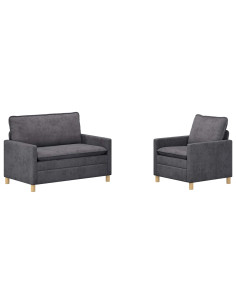 Set di divani 2 pcs Grigio Scuro Poliestere 2