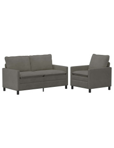 Set di divani 2 pcs Grigio Chiaro Tessuto 2