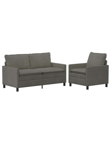 Set di divani 2 pcs Grigio Chiaro Tessuto