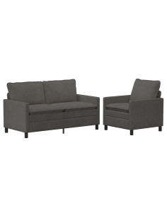 Set di divani 2 pcs Grigio Scuro Tessuto 2