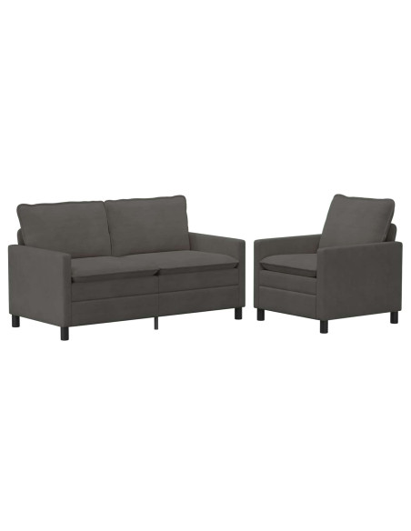 Set di divani 2 pcs Grigio Scuro Tessuto