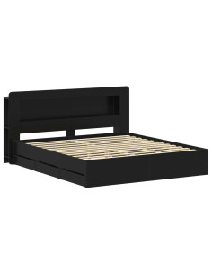 Telaio del letto con storage con testiera Nero 180 x 200 cm 2