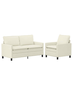 Set di divani 2 pcs Crema Tessuto 2