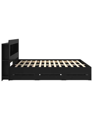 Telaio del letto con storage con testiera Nero 200 x 200 cm
