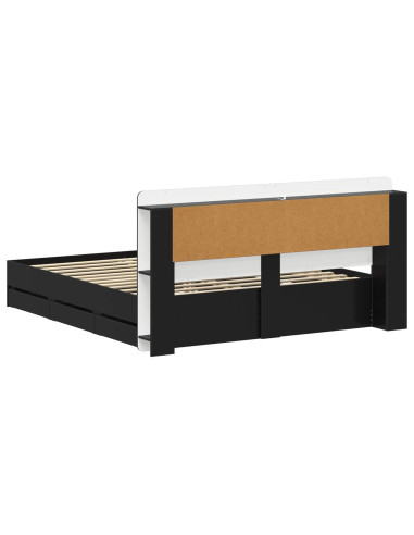 Telaio del letto con storage con testiera Nero 200 x 200 cm