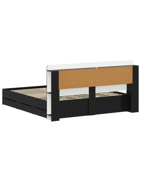 Telaio del letto con storage con testiera Nero 200 x 200 cm