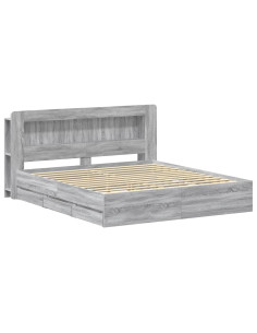 Telaio del letto con storage Sonoma grigio 200 x 200 cm 2