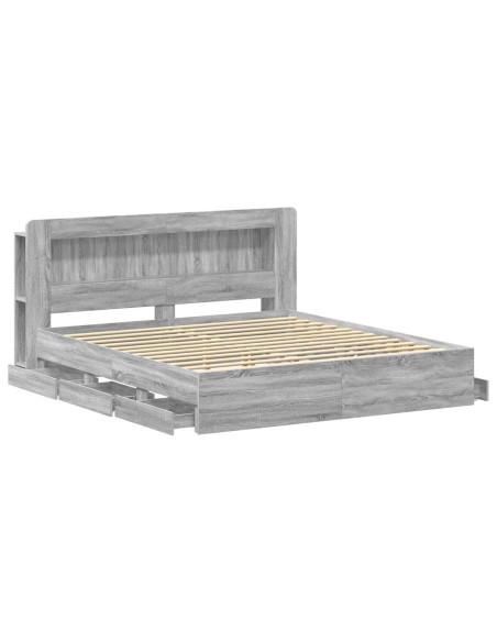 Telaio del letto con storage Sonoma grigio 200 x 200 cm