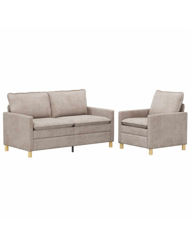 Set di divani 2 pcs Beige Poliestere