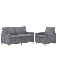 Set di divani 2 pcs Grigio Chiaro Poliestere 2