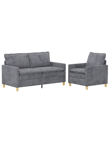 Set di divani 2 pcs Grigio Chiaro Poliestere