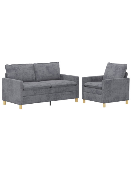 Set di divani 2 pcs Grigio Chiaro Poliestere