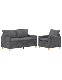 Set di divani 2 pcs Grigio Scuro Poliestere 2