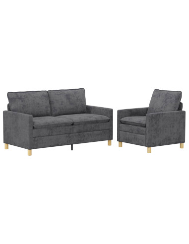 Set di divani 2 pcs Grigio Scuro Poliestere