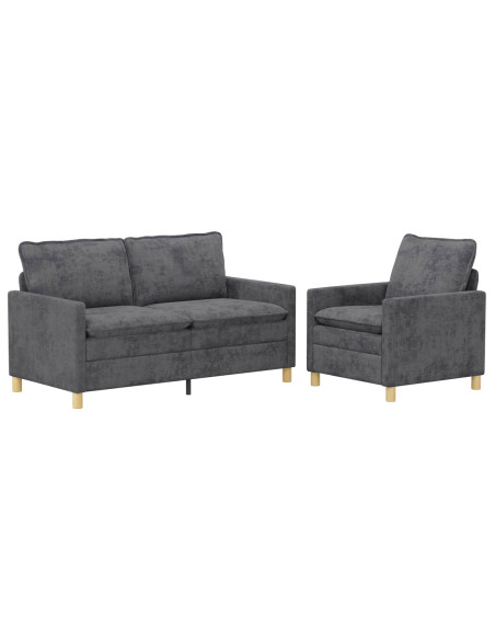 Set di divani 2 pcs Grigio Scuro Poliestere