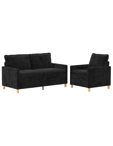 Set di divani 2 pcs Nero Poliestere