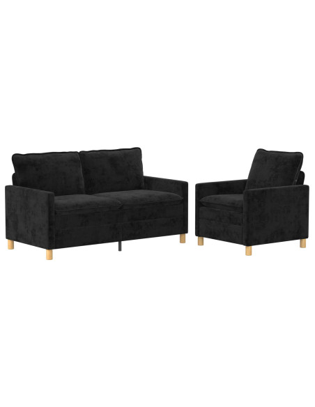 Set di divani 2 pcs Nero Poliestere