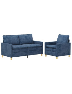 Set di divani 2 pcs Blu Poliestere 2