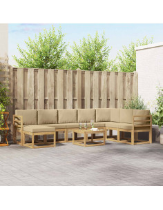 Set di divani da esterno con cuscino 9 pcs Bianco e Beige