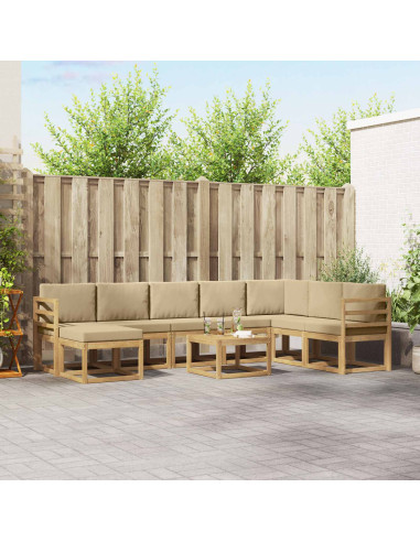 Set di divani da esterno con cuscino 9 pcs Bianco e Beige