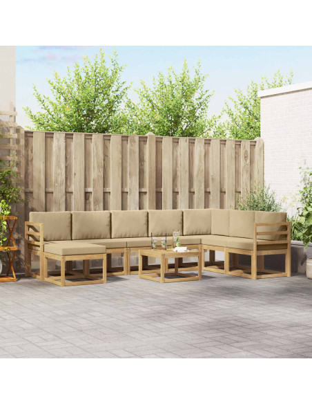 Set di divani da esterno con cuscino 9 pcs Bianco e Beige