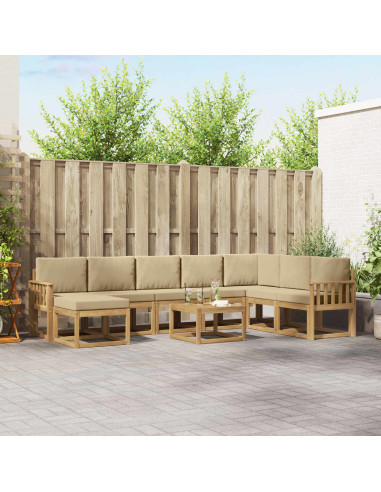 Set di divani da esterno con cuscino 9 pcs Bianco e Beige