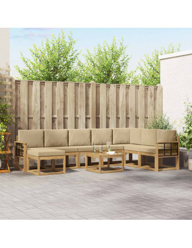 Set di divani da esterno con cuscino 9 pcs Bianco e Beige