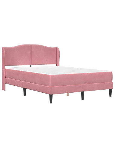 Struttura del letto con testiera Rosa 140 x 200 cm Velluto