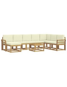 Set di divani da esterno con cuscino 9 pcs Bianco e Crema 2