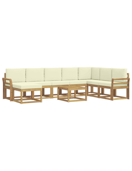 Set di divani da esterno con cuscino 9 pcs Bianco e Crema