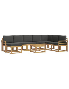 Set di divani da esterno con cuscino 9 pcs Bianco e Antracite 2