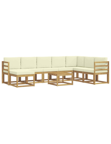Set di divani da esterno con cuscino 9 pcs Bianco e Crema