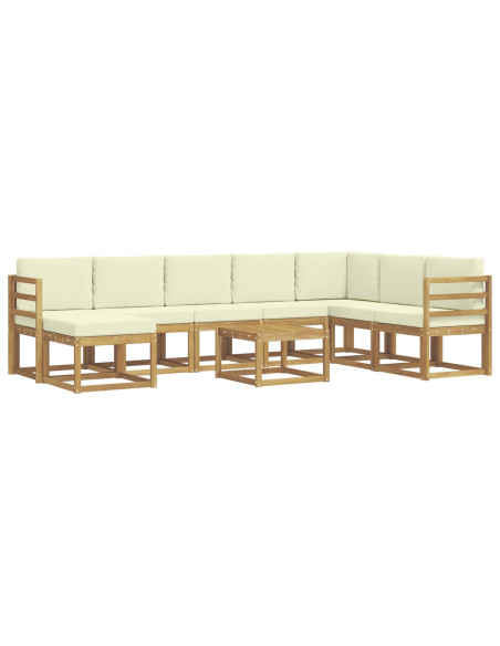 Set di divani da esterno con cuscino 9 pcs Bianco e Crema