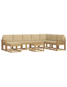 Set di divani da esterno con cuscino 9 pcs Bianco e Beige 2